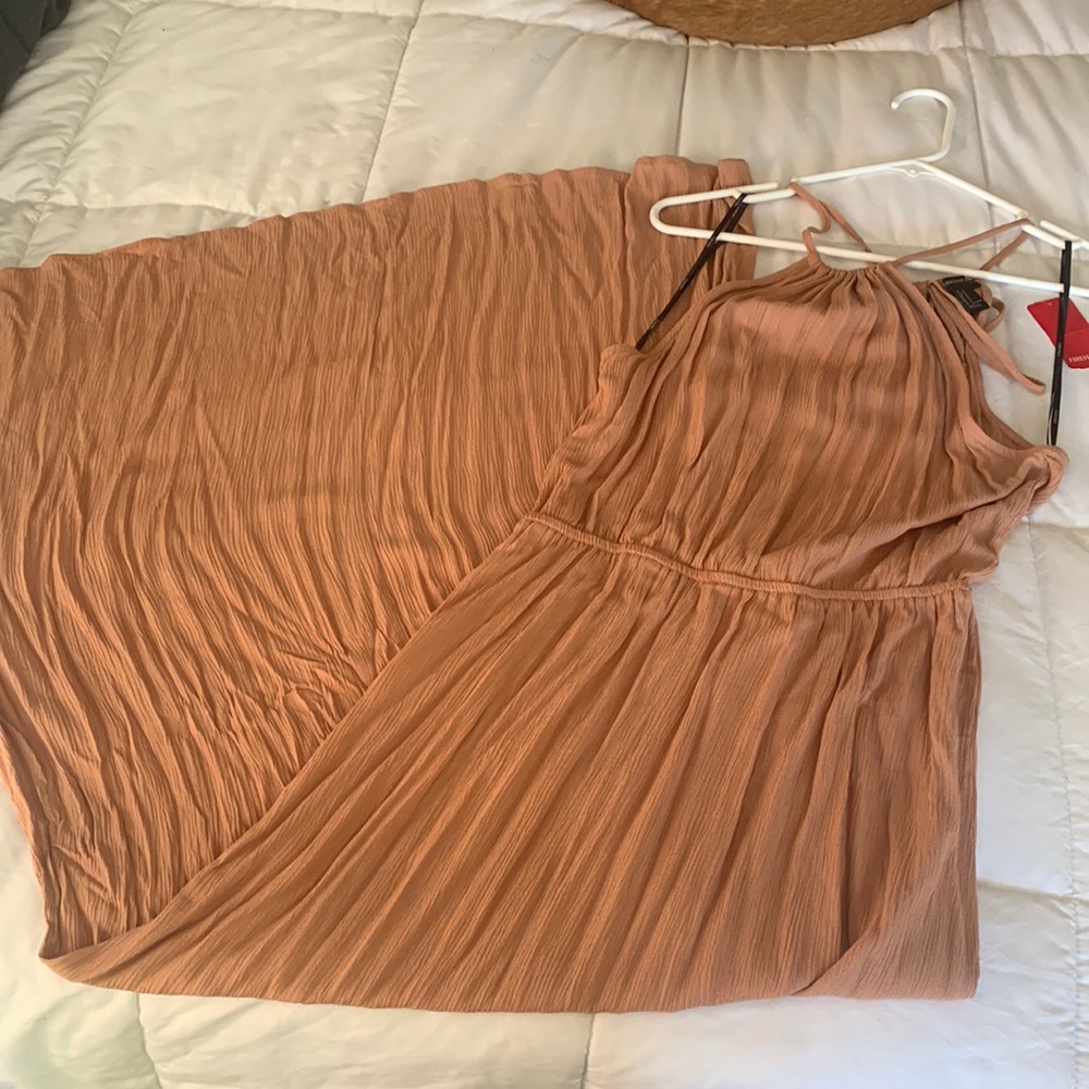 NEW Long halter maxi dress, nude brown color (M)